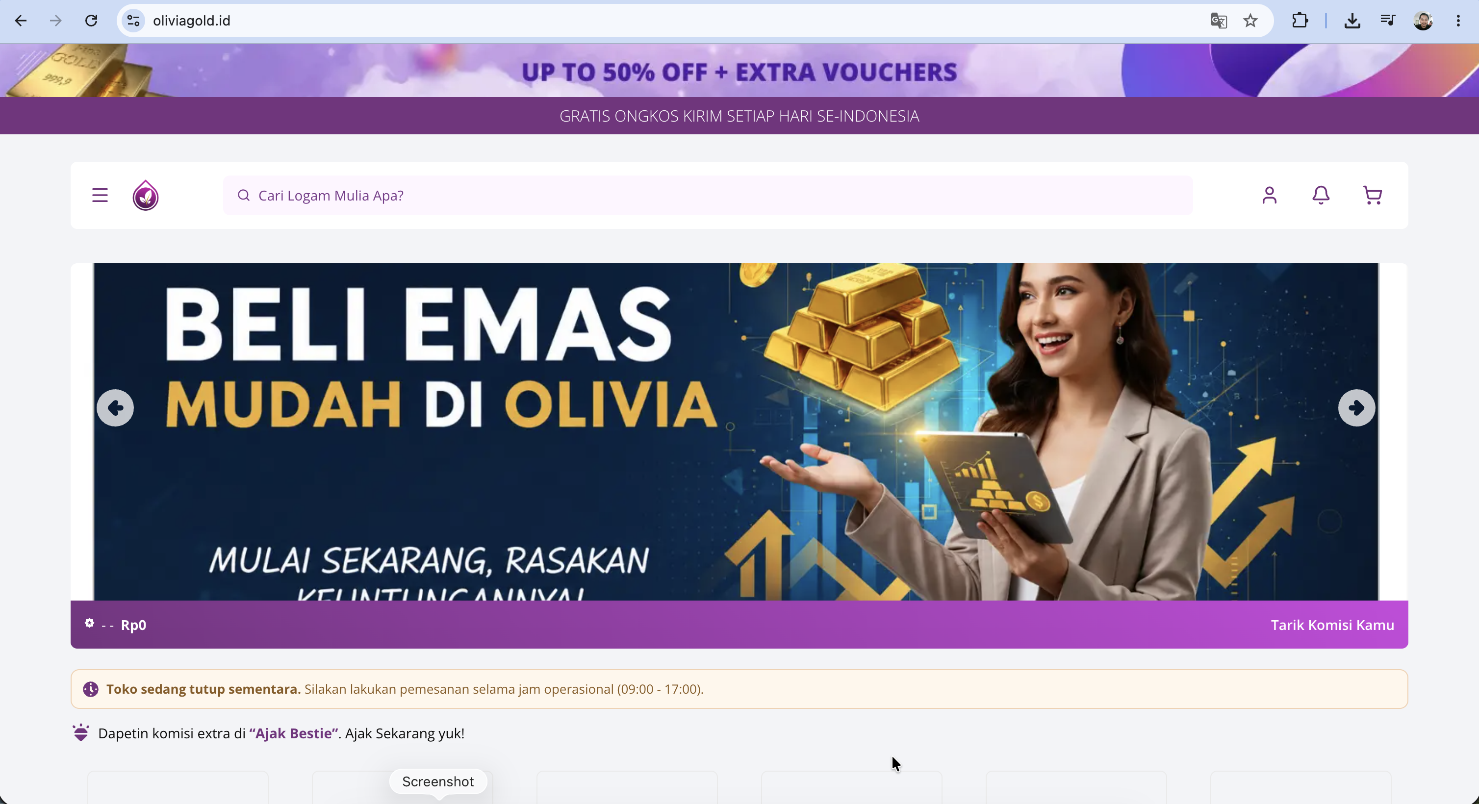 Aplikasi E-commerce Emas screenshot